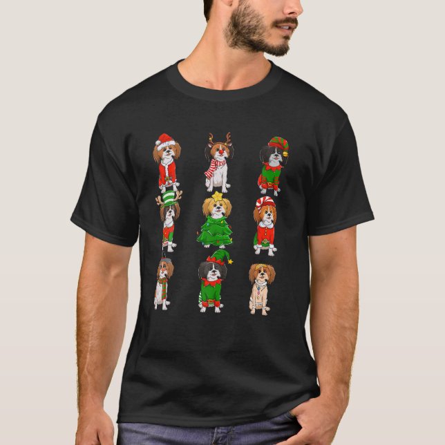 Santa Papillon Christmas Tree Lights ELF Reindeer T-Shirt (Vorderseite)