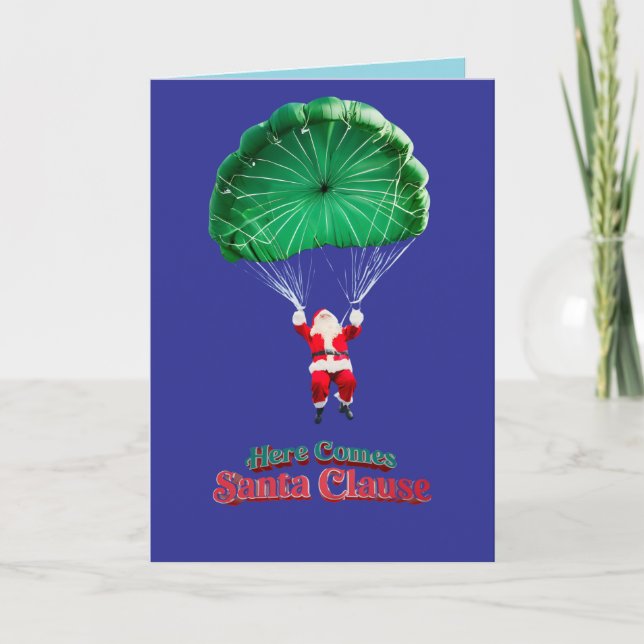 Santa Parachute Feiertagskarte (Vorderseite)
