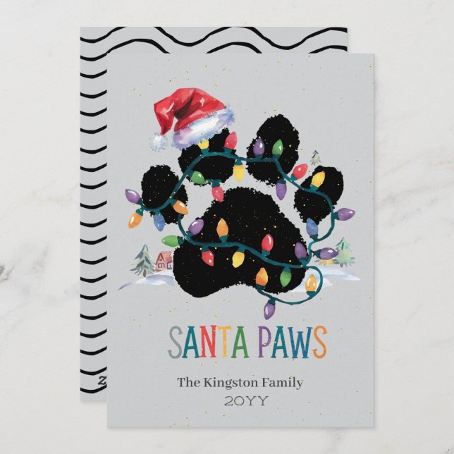 Santa Paw frohe Weihnachten wünscht Silberurlaub (Vorne/Hinten)