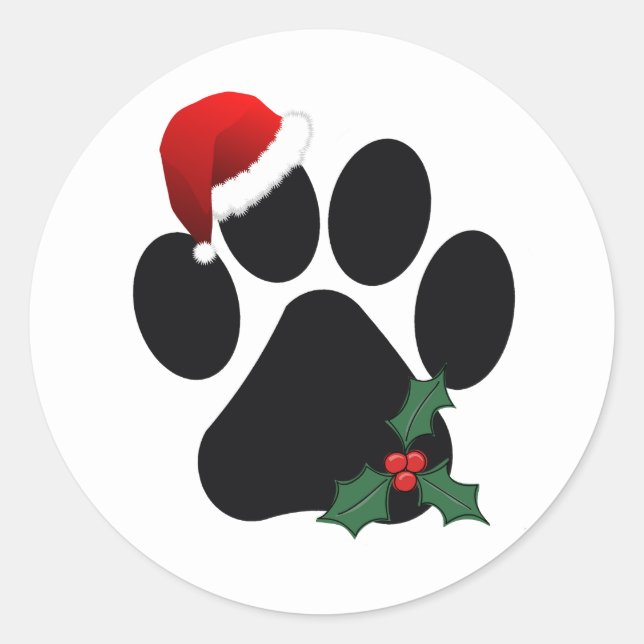 Santa Paw Print Christmas Classic Stickers (Vorderseite)