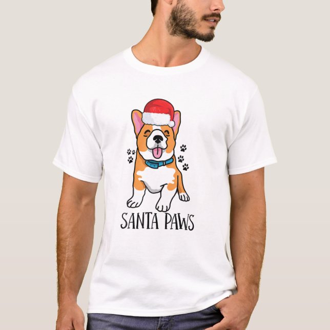 Santa Paw Santa Pet Animal Christmas Corgi Dog T-Shirt (Vorderseite)