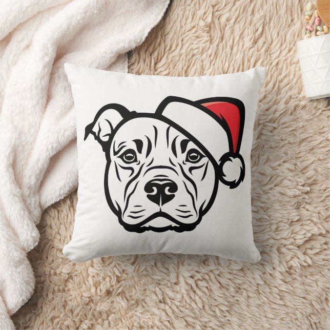 Santa Paws: AmStaff Hund in festem Hut Kissen (Decke)