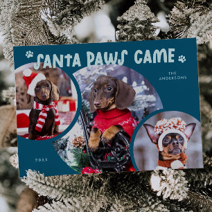 Santa Paws Aquamarin Hund Foto Urlaubskarte Feiertagskarte
