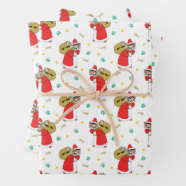 Santa Paws Cats Weihnachtswrapping Paper Geschenkpapier Set
