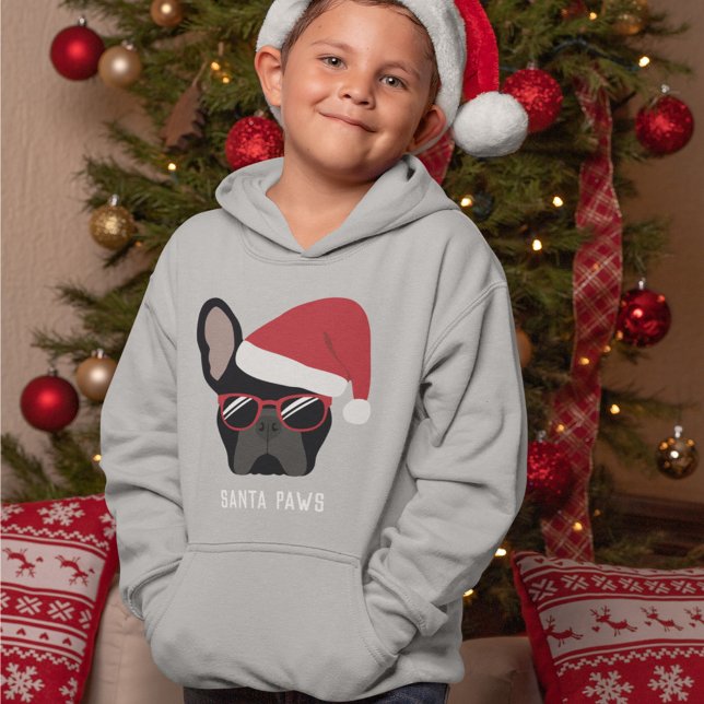 Santa Paws Christmas Black French Bulldog Hoodie (Von Creator hochgeladen)