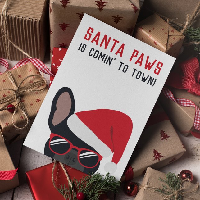 Santa Paws Christmas Black French Bulldog Karte (Von Creator hochgeladen)