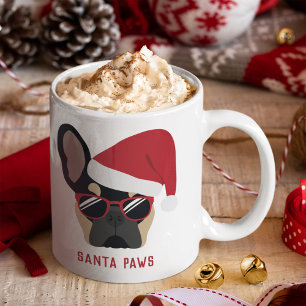 Santa Paws Christmas Black Tan French Bulldog Kaffeetasse