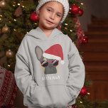Santa Paws Christmas Blue Tan French Bulldog Hoodie<br><div class="desc">Santa Paws kommt nicht in die Stadt! Dieser bläulich-bräunliche französische Bulldogge ist für die Weihnachtsfeiertage mit einer roten Weihnachtsmannmütze bereit und natürlich auch die stilvolle Sonnenbrille nicht zu vergessen.</div>