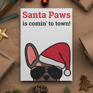 Santa Paws Christmas Brown Tan French Bulldog Card Karte