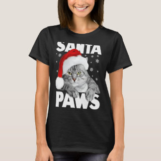 Santa Paws Christmas Kitty Cat Funny T-Shirt
