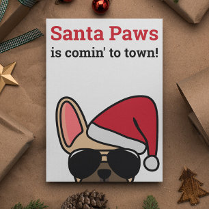 Santa Paws Christmas Light Fawn French Bulldog Karte