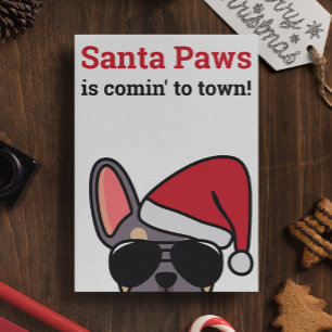 Santa Paws Christmas Lilac Tan French Bulldog Card Karte
