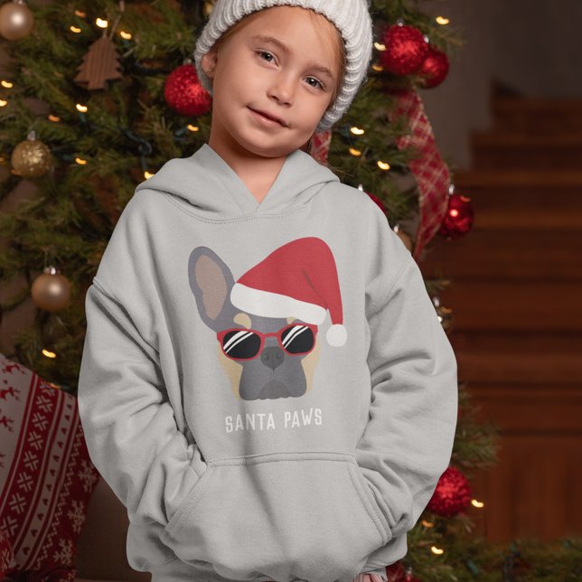 Santa Paws Christmas Lilac Tan French Bulldog Hoodie (Von Creator hochgeladen)
