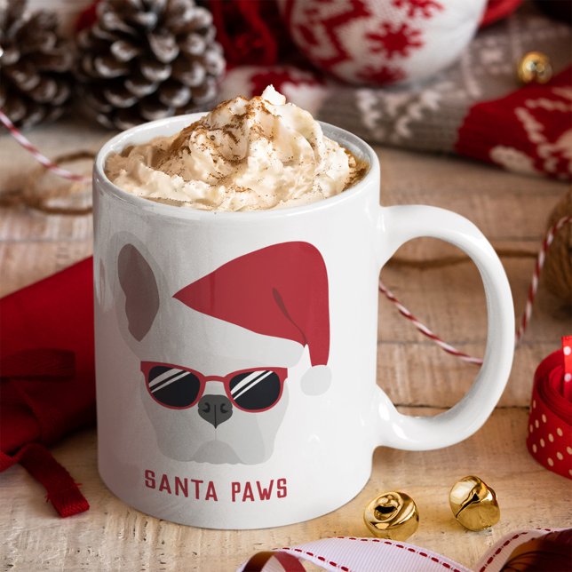 Santa Paws Christmas White French Bulldog Kaffeetasse (Von Creator hochgeladen)
