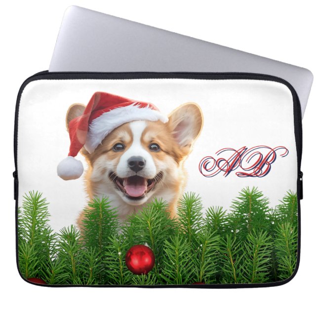 Santa Paws Corgi Holiday Laptop Design Laptopschutzhülle (Vorderseite)