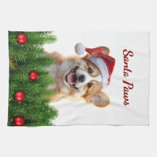 Santa Paws Corgi Weihnachtsküchendesign Geschirrtuch