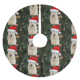 Santa Paws - Crystal the Husky Dog Polyester Weihnachtsbaumdecke