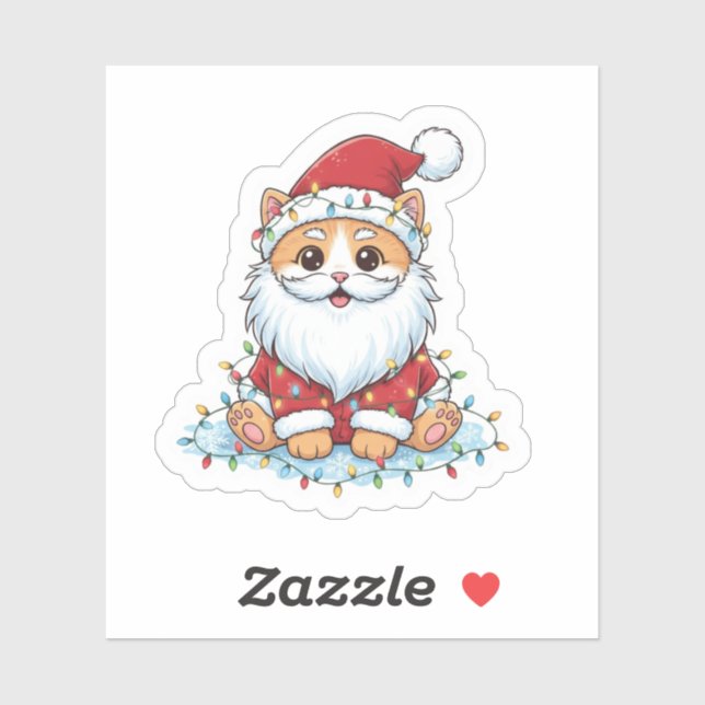 Santa Paws Cute Cat in Santa Costume Christmas  Aufkleber (Blatt)