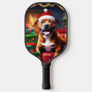 "Santa Paws: Ein Staffy’s festliches Überraschung" Pickleball Schläger