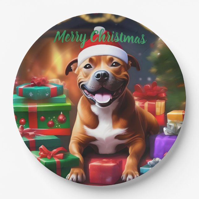 "Santa Paws: Eine Feierliche Überraschung für die  Pappteller (Vorderseite)