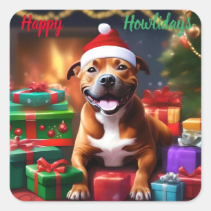 "Santa Paws: Eine Feierliche Überraschung für die  Quadratischer Aufkleber