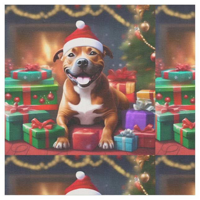 "Santa Paws: Eine Feierliche Überraschung für die  Stoff (Nahaufnahme)