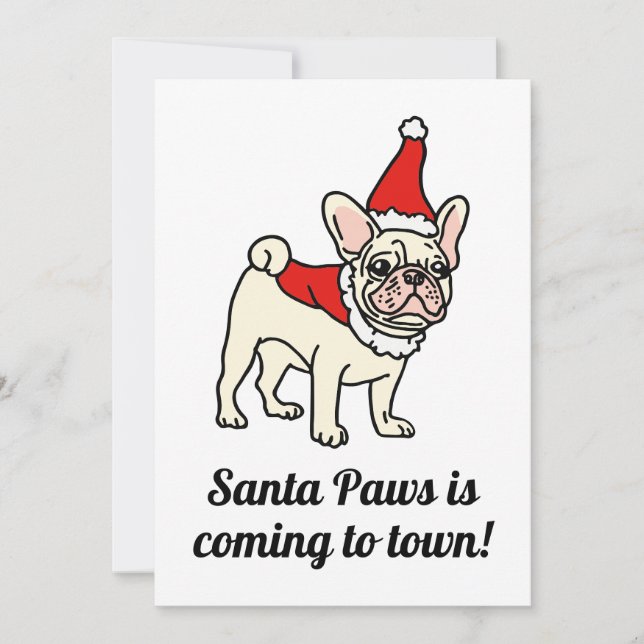 Santa Paws Frenchie Weihnachten Einladung (Vorderseite)