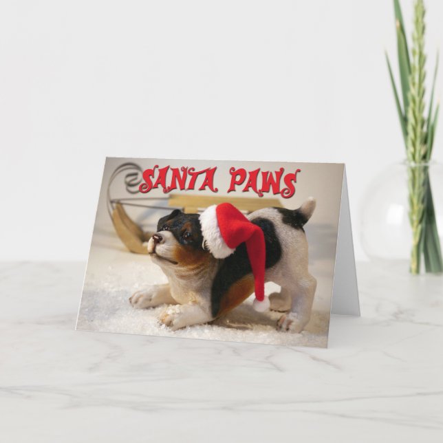 Santa Paws Funny Christmas - Fügen Sie Ihr Hund-FO Karte (Vorderseite)