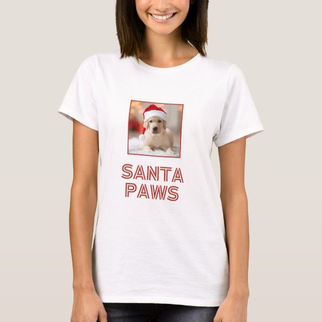 Santa Paws - Gewohnter Foto Dog Liebhaber Weihnach T-Shirt (Vorderseite)