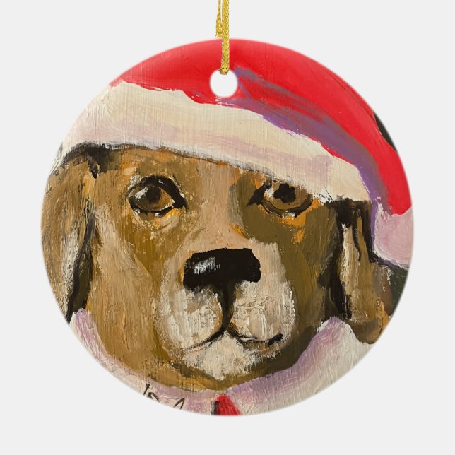 Santa Paws Hund Santa Porzellanschmuck Keramik Ornament (Hinten)
