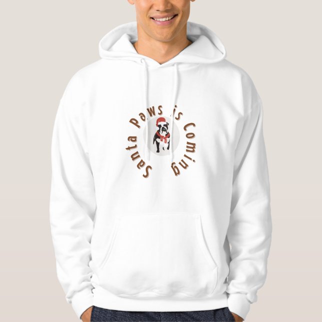 Santa Paws Is Coming Cute Christmas Dog Design Hoodie (Vorderseite)