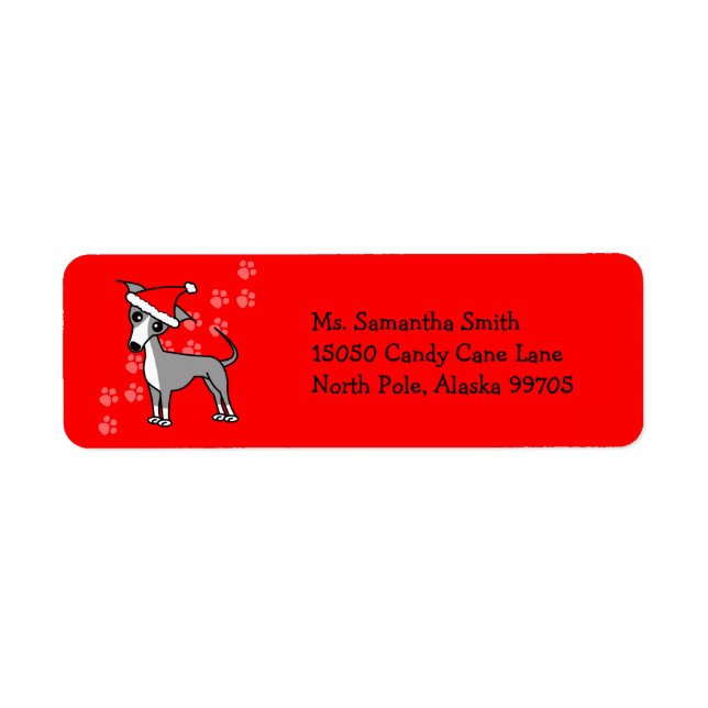 Santa Paws Italian Greyhound Rücksendeadresse (Vorne)