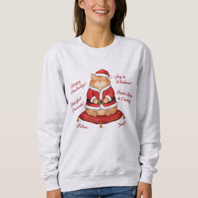 Santa Paws Katzen-Weihnachts-Sweatshirt Sweatshirt (Vorderseite)