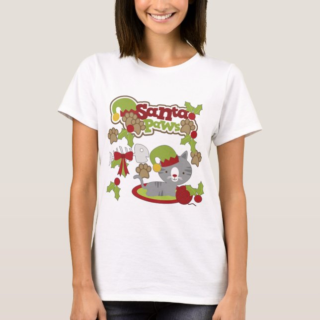 Santa Paws Kitty T-Shirt (Vorderseite)