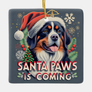 Santa Paws kommt Bernese Dog Weihnachten Keramikornament
