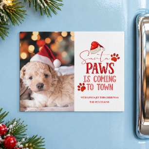 Santa Paws kommt in die Stadt Weihnachtsfotografie Magnetkarte