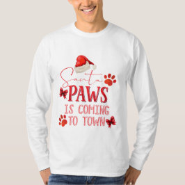 Santa Paws kommt in die Weihnachtstypografie der S T-Shirt