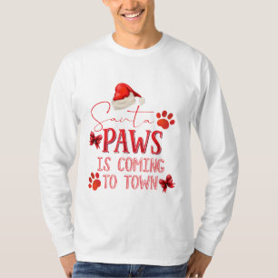 Santa Paws kommt in die Weihnachtstypografie der S T-Shirt