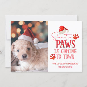 Santa Paws kommt zu Weihnachtsfotos in der Stadt Feiertagskarte