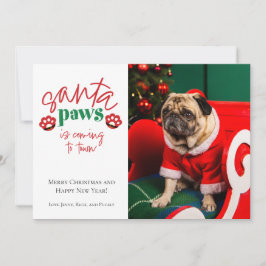 Santa Paws kommt zur Town Pet Holiday Card Feiertagskarte
