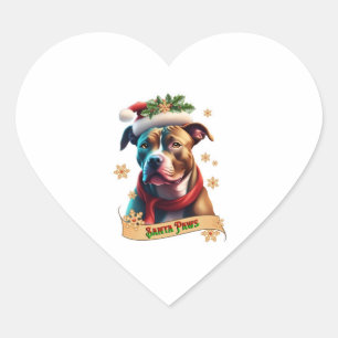 Santa Paws Oben Herz-Aufkleber