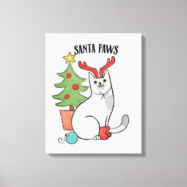 Santa Paws | Rentierkatze Leinwanddruck (Vorderseite)