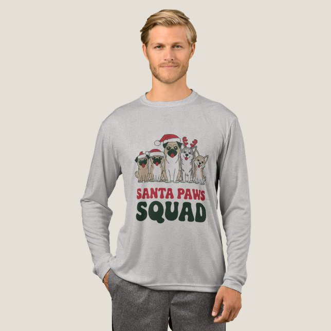 Santa Paws Squad T-Shirt Tri-Blend Shirt (Volle Vorderseite)