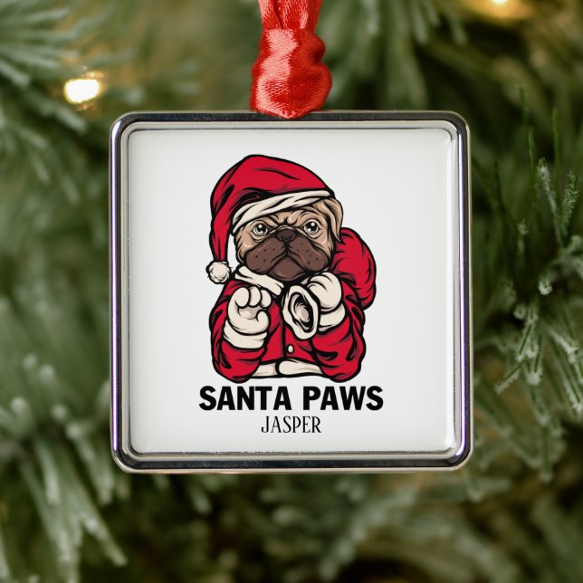 Santa Paws Weihnachten Englisch Bulldog Geschenk I Ornament Aus Metall (Baum)