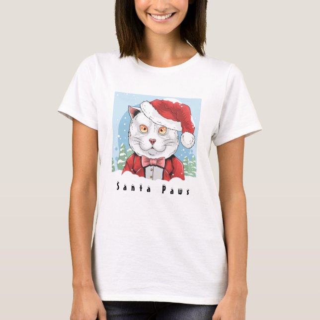 Santa Paws Weihnachten T-Shirt (Vorderseite)
