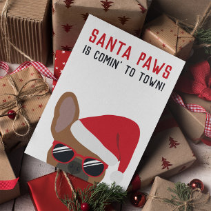 Santa Paws Weihnachts-Rot-Reh-Französische-Bulldog Karte