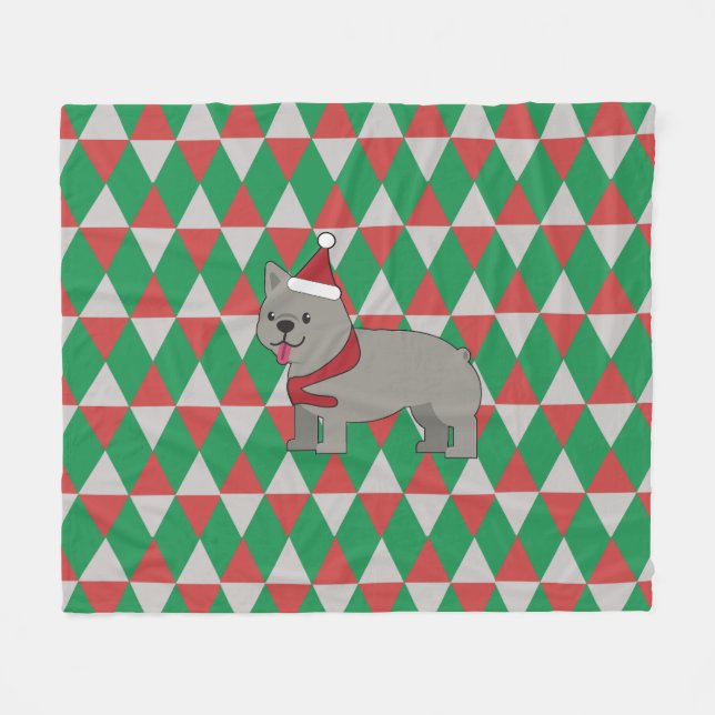 Santa PawsHoliday Diamonds Dog Fleecedecke (Vorderseite (Horizontal))