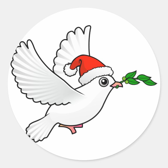 Santa Peace Dove Runder Aufkleber (Vorderseite)