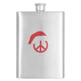 Santa Peace Sign Ho Ho Ho mit Weihnachtsmannmütze Flachmann