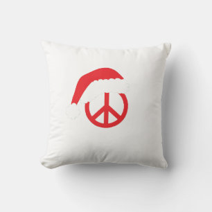 Santa Peace Sign Ho Ho Ho mit Weihnachtsmannmütze Kissen